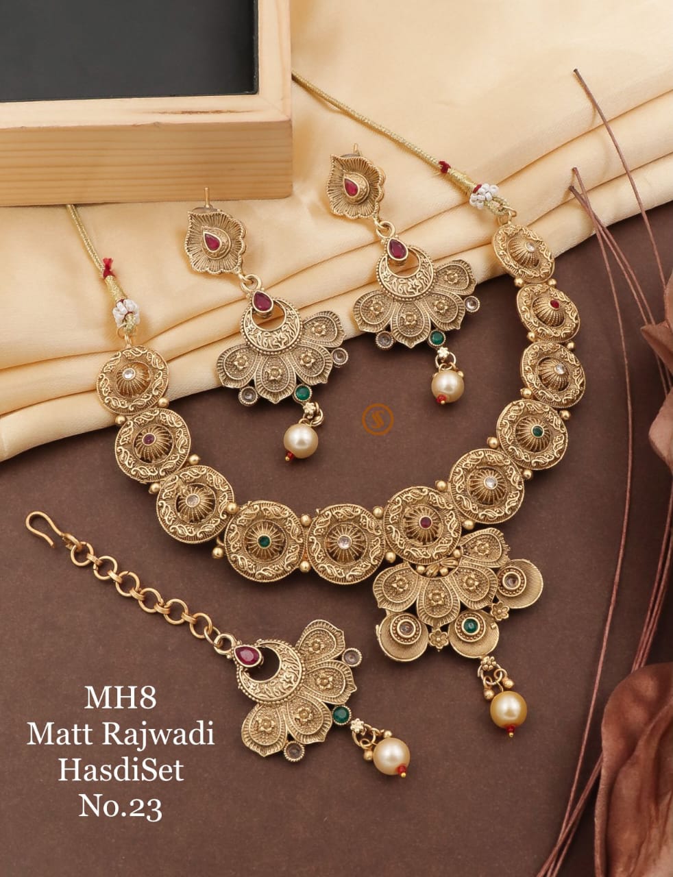 8 MH Golden Plated Matte Rajwadi Hasadi Set Wholesale Shop In Surat
